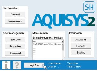 Captura de tela do software Aquisys 2